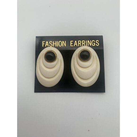 Vintage 80’s New Old Stock Bone Earrings With Removable Studs 2 In 1 Earrings - Picture 1 of 5